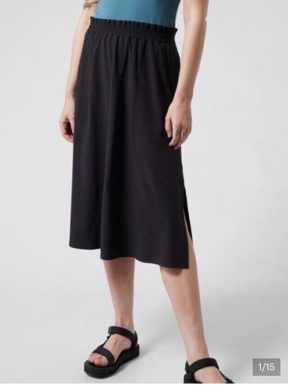 Athleta black Savannah travel comfort light weight casual skirt 798610 medium